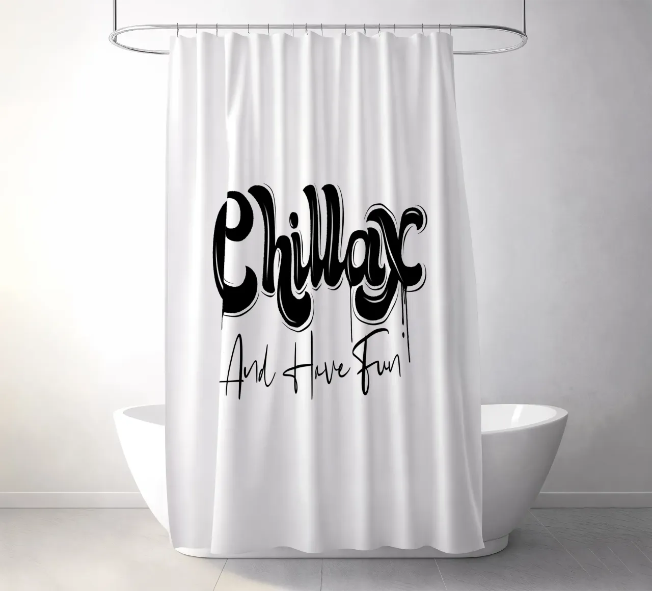 Rilassarsi e rilassarsi. Chillax. Stile di strada e un po' di graffiti tenda da doccia da CalliLetters