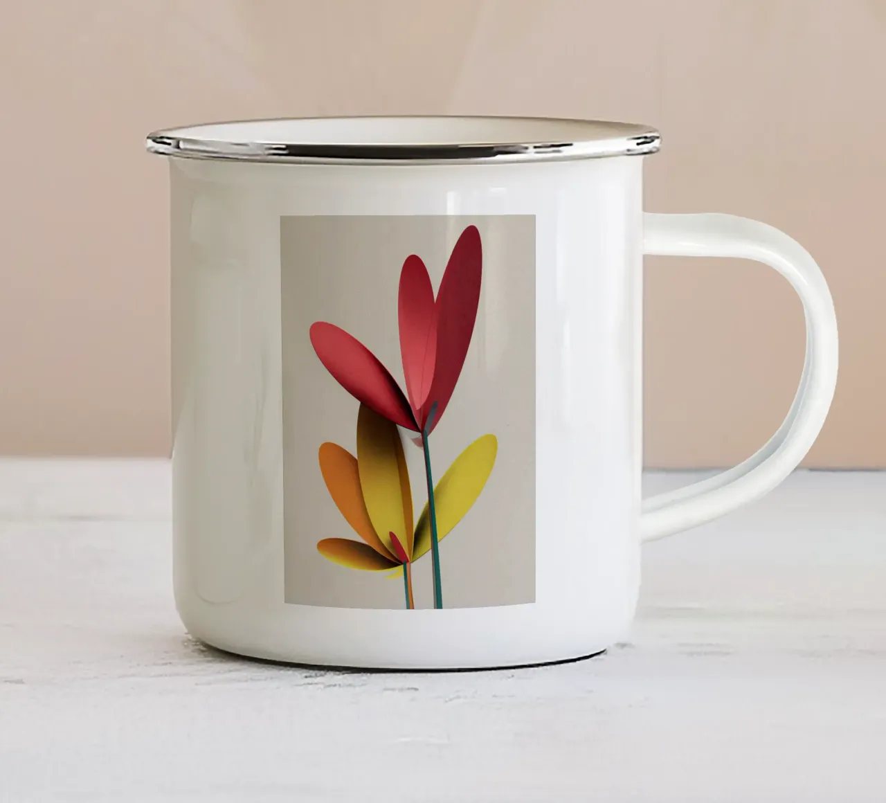 Luminoso fiore di carta astratto minimalista tazza in smalto da StudioVO