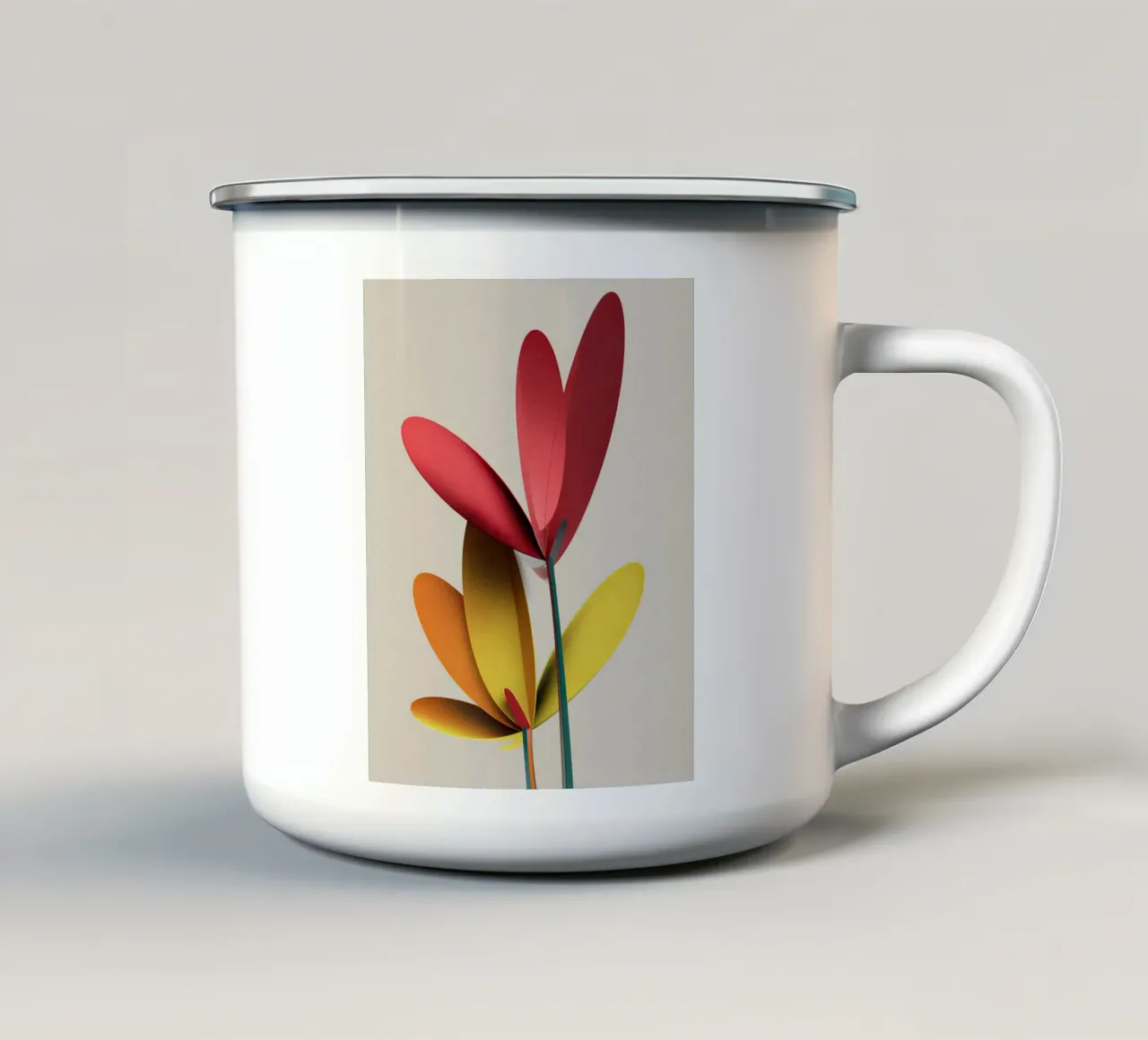 Luminoso fiore di carta astratto minimalista tazza in smalto da StudioVO