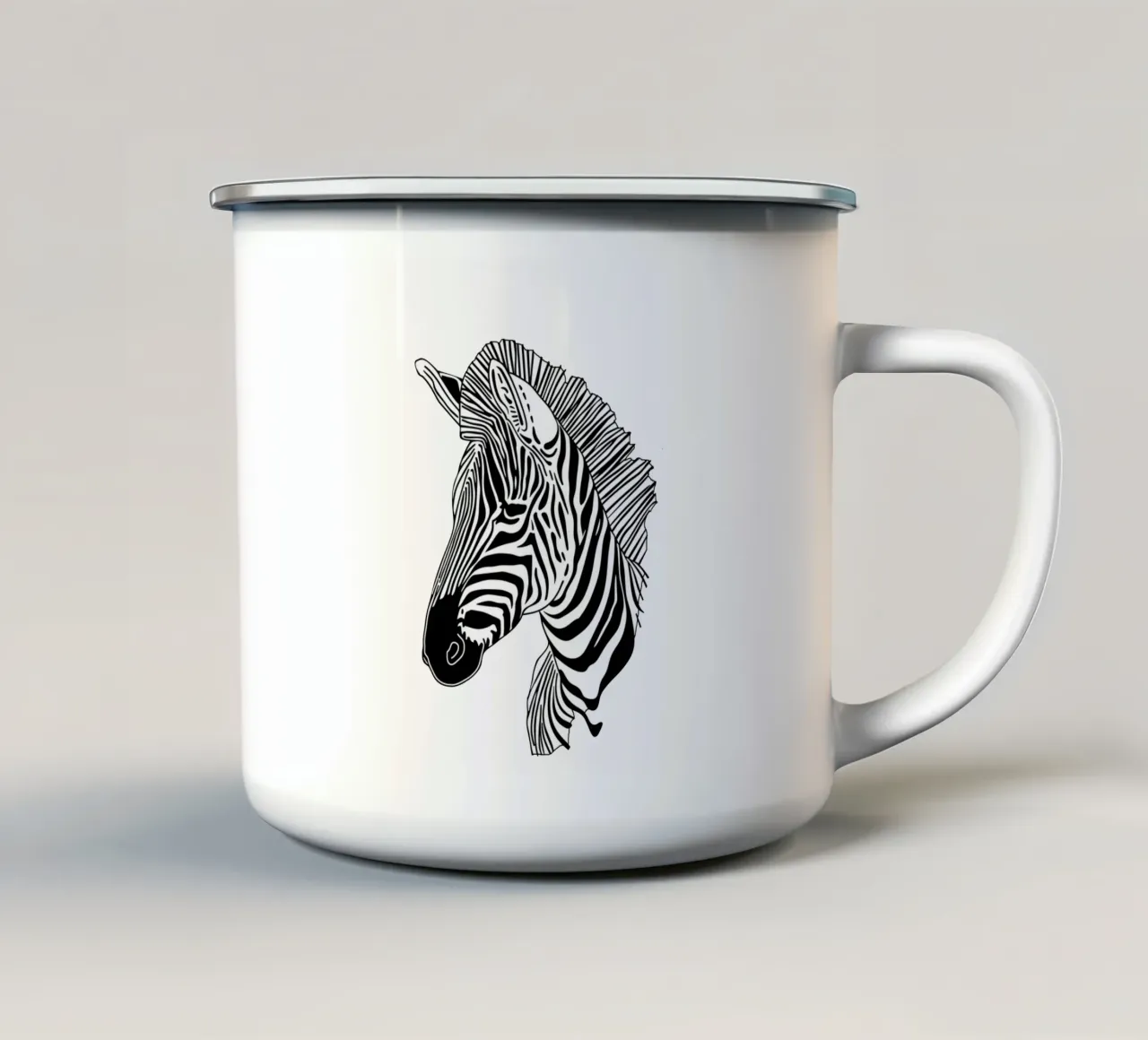 Animal Zebra line art tazza in smalto da Justyna Jaszke JBJart