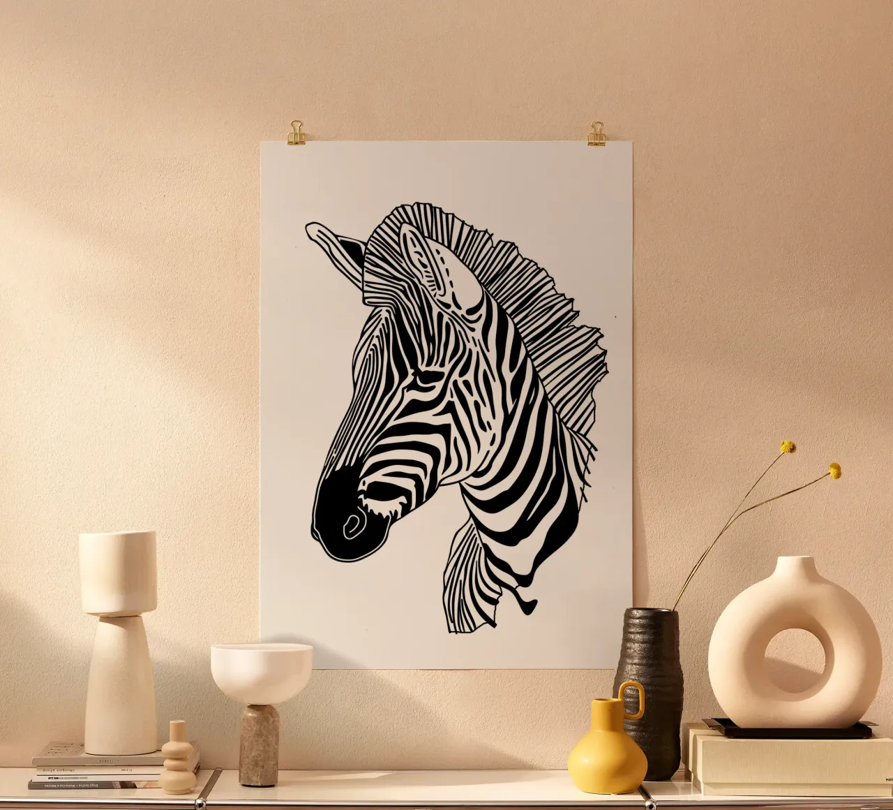 Animal Zebra line art carta hahnemühle da Justyna Jaszke JBJart