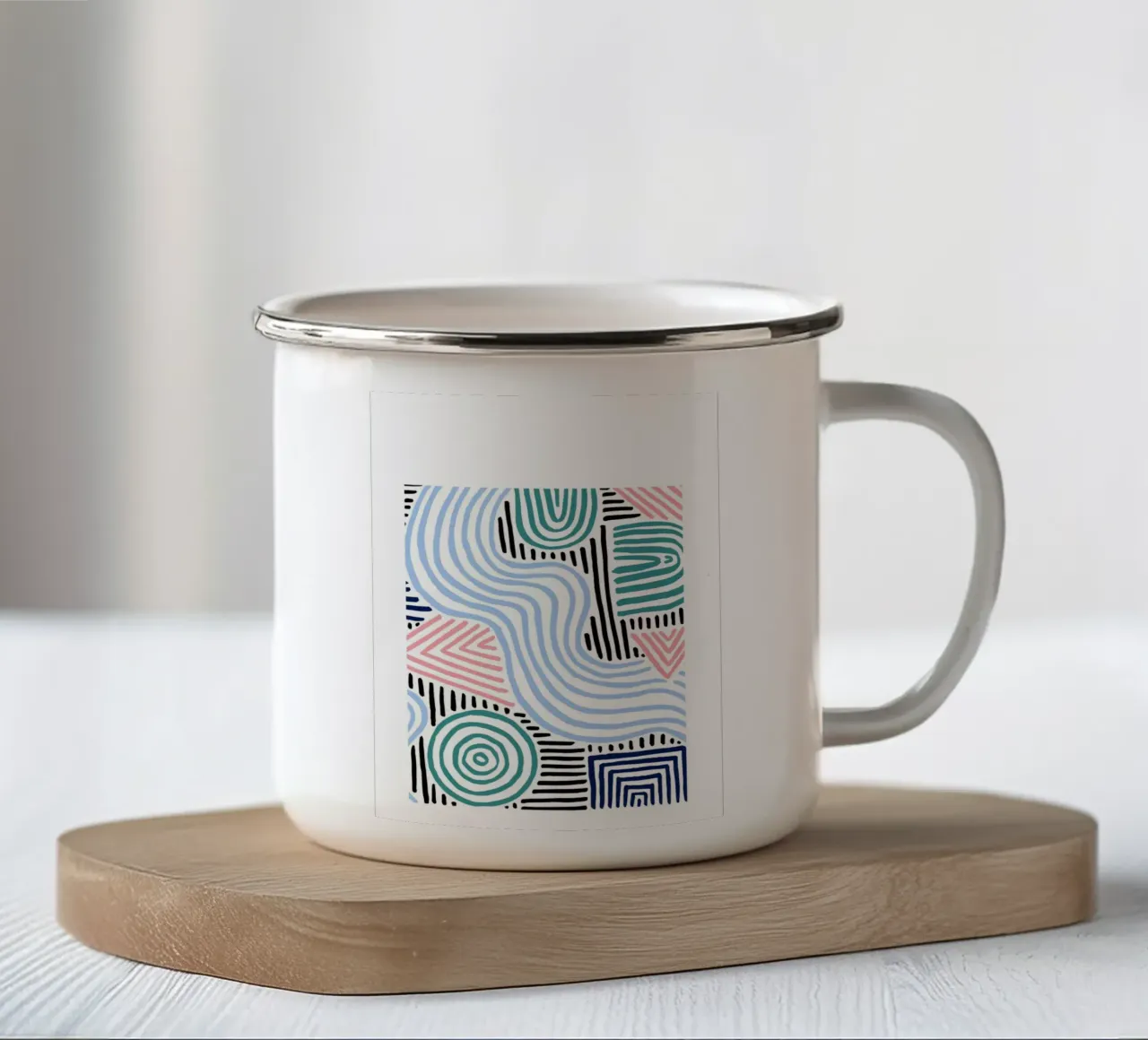 Linee astratte - Pattern art moderni tazza in smalto da Cozy Vibes