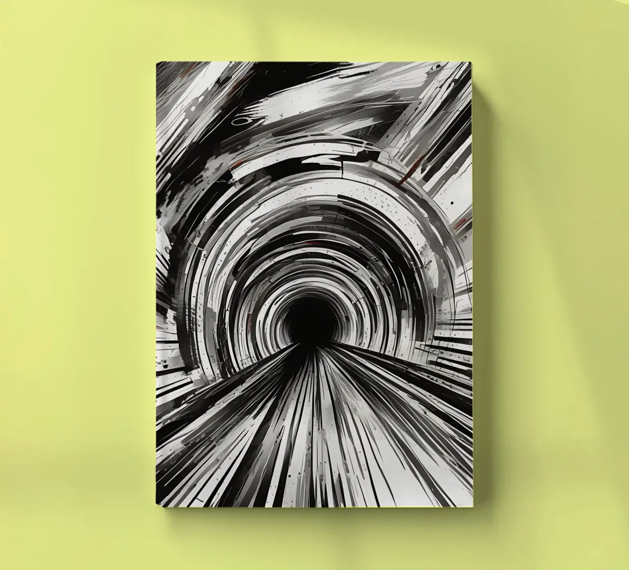 in the tunnel, view into the unknown, black and white notebook by Farbträume