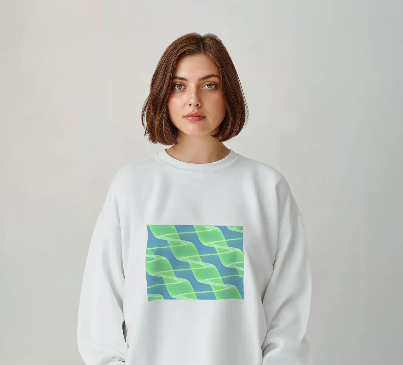 Abstract waves and wires in green felpa da Marleona