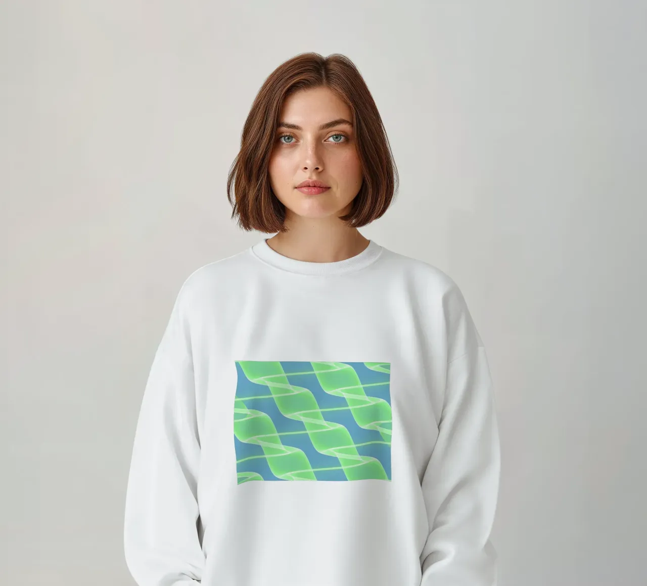 Abstract waves and wires in green felpa da Marleona