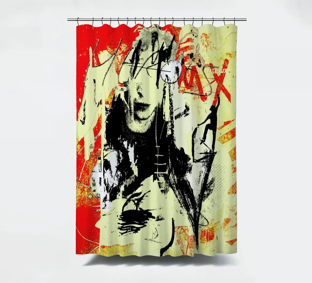 Punk Hero 2 shower curtain by Sandrine Pagnoux