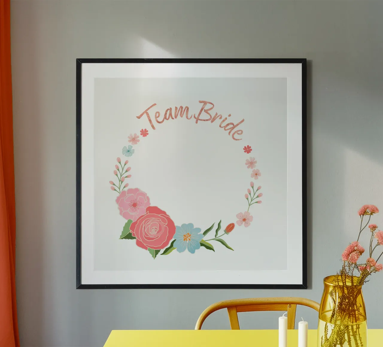 Team Sposa. Bellissima corona floreale da personalizzare. poster da CalliLetters