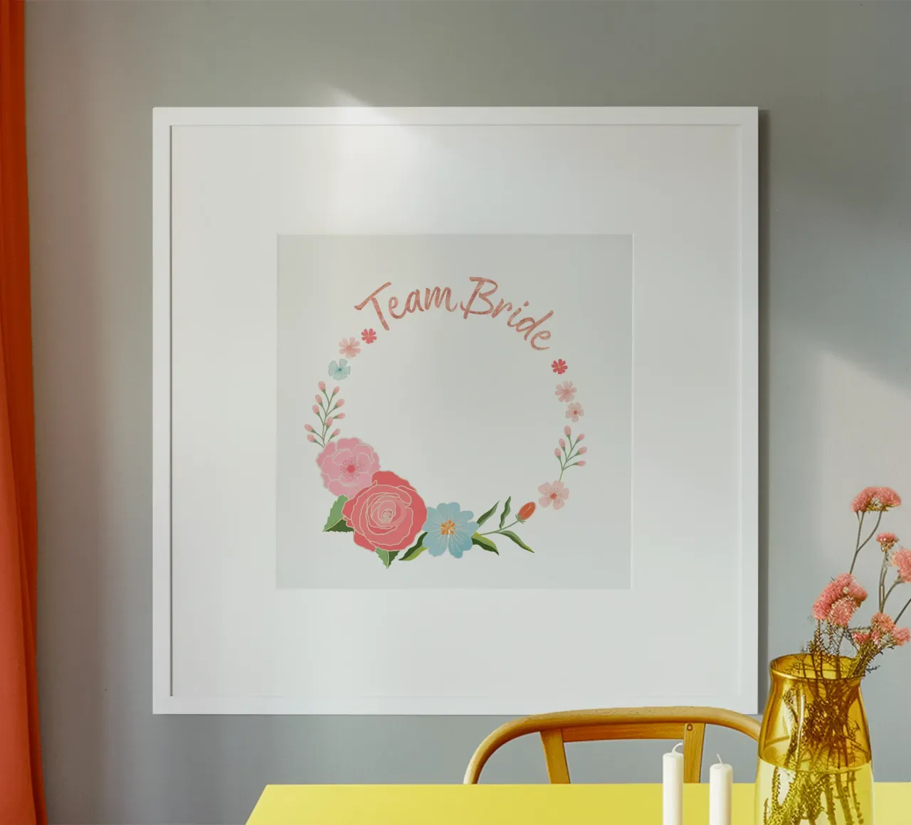 Team Sposa. Bellissima corona floreale da personalizzare. poster da CalliLetters
