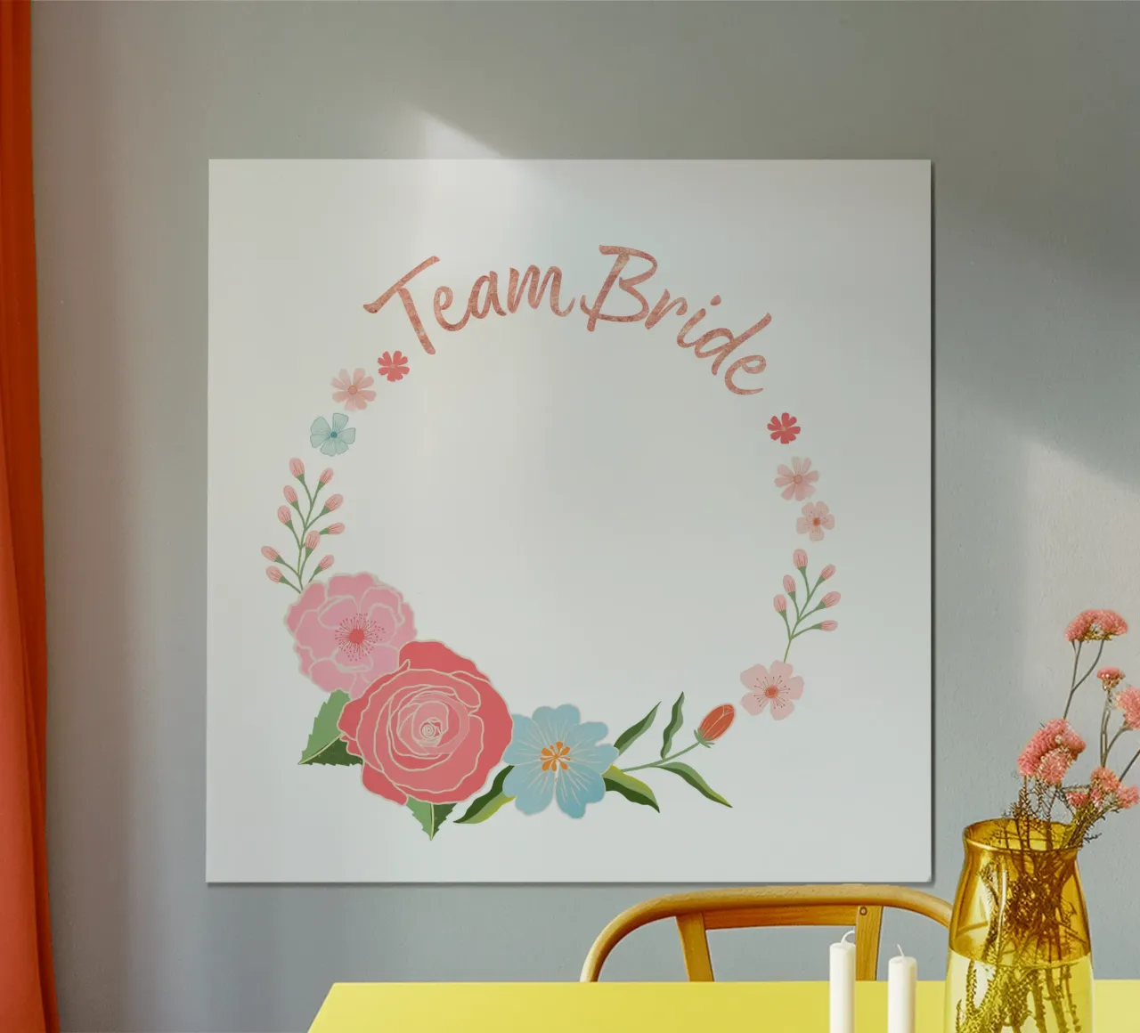 Team Sposa. Bellissima corona floreale da personalizzare. poster da CalliLetters