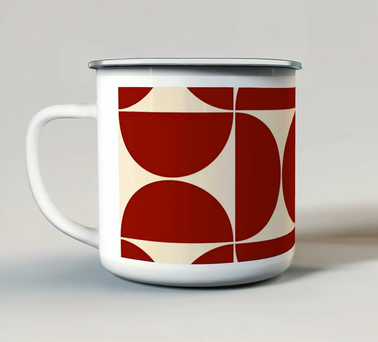 Rosso Bauhaus metà secolo tazza in smalto da Timeless moderna