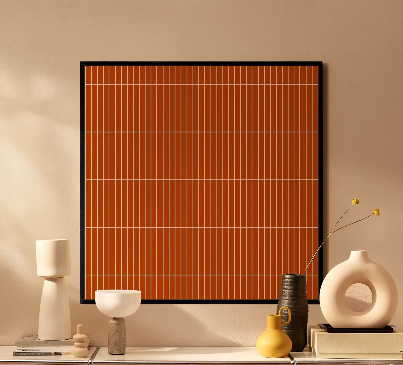 White Rectangular Grid on Burnt Orange poster by Timeless moderna