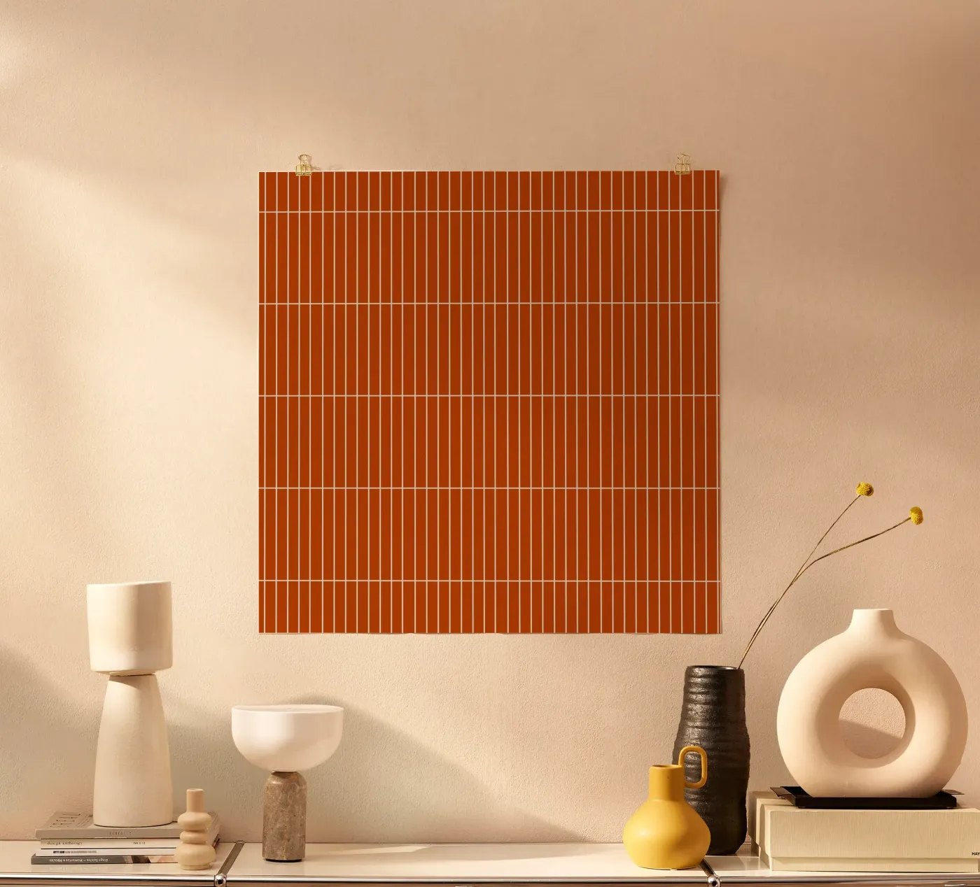 White Rectangular Grid on Burnt Orange poster by Timeless moderna
