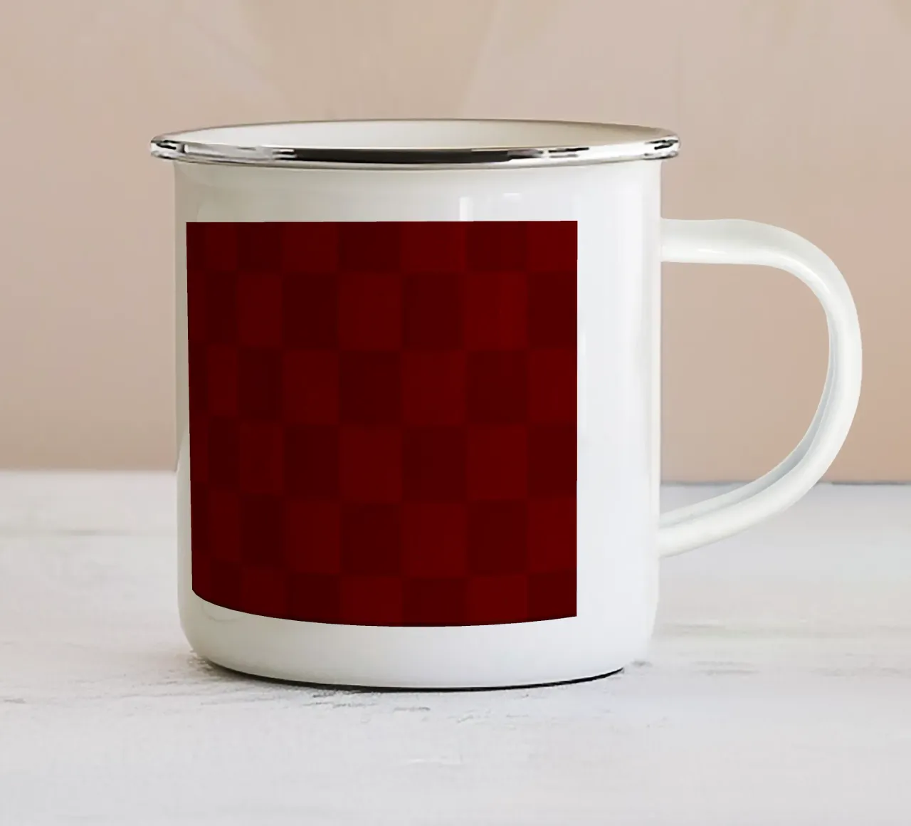 Elegante borgogna Checks tazza in smalto da Timeless moderna