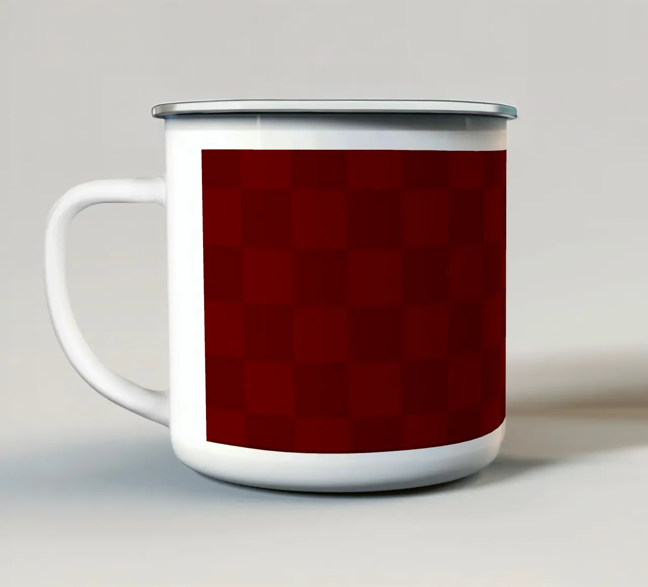 Elegante borgogna Checks tazza in smalto da Timeless moderna