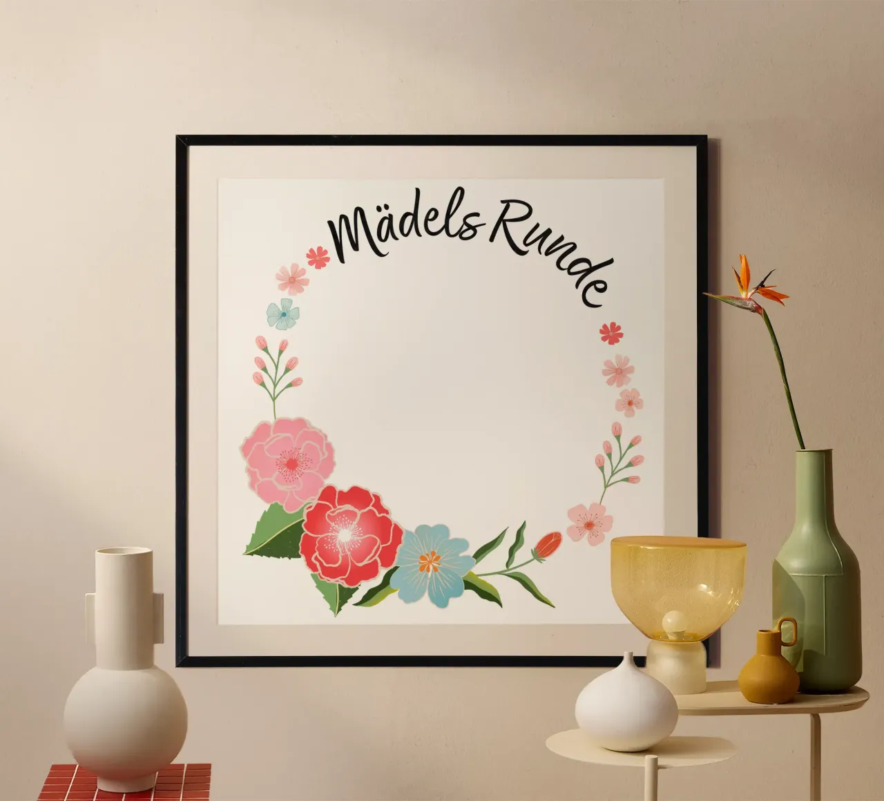 Tondo da bambina. Corona floreale da personalizzare. poster da CalliLetters