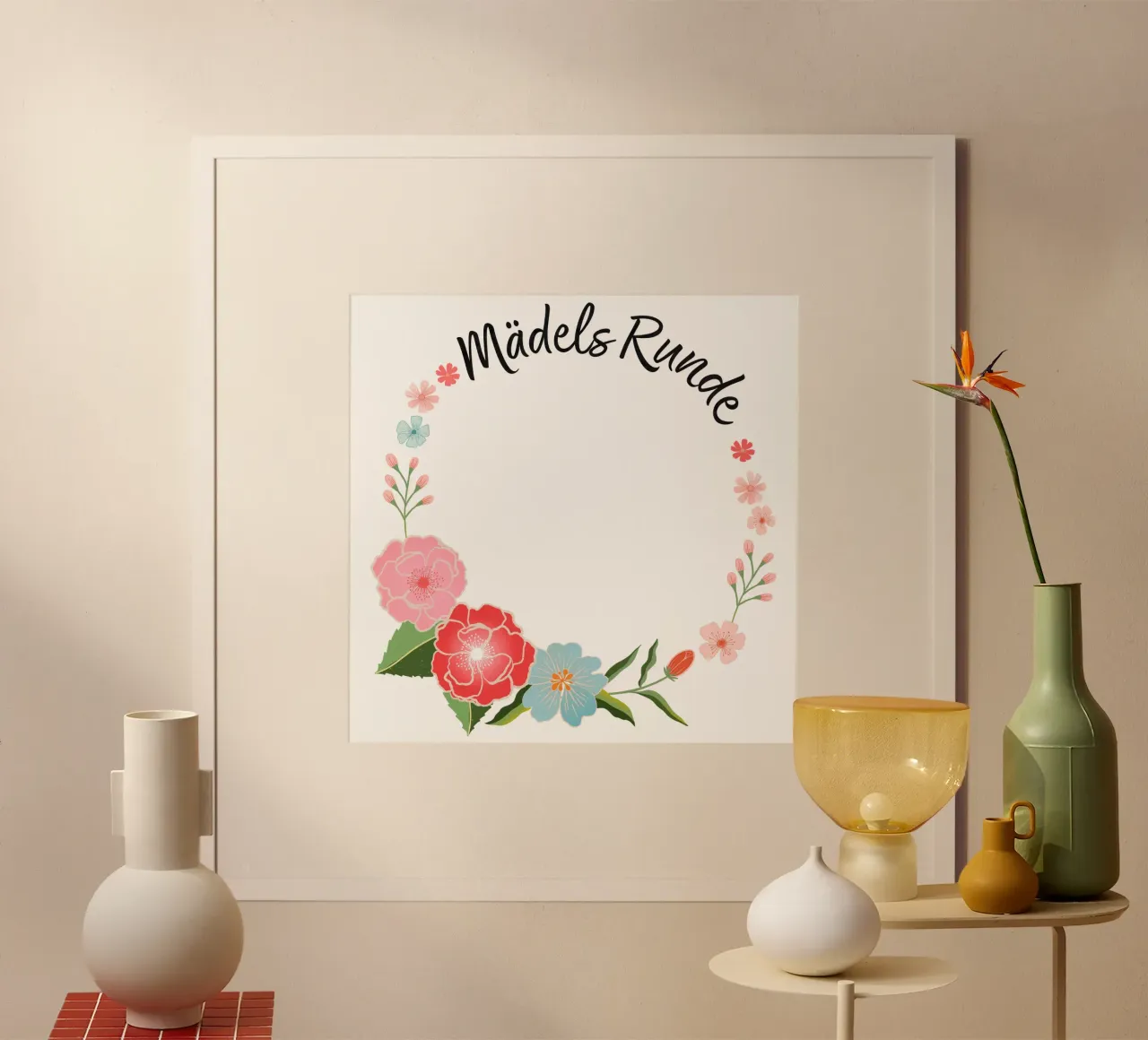 Tondo da bambina. Corona floreale da personalizzare. poster da CalliLetters