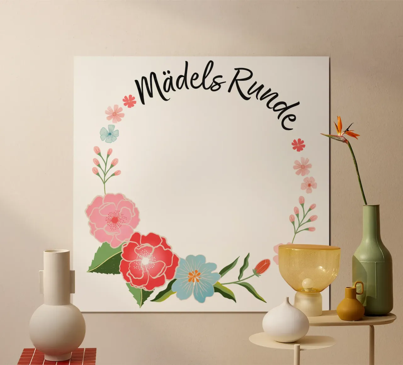 Tondo da bambina. Corona floreale da personalizzare. poster da CalliLetters