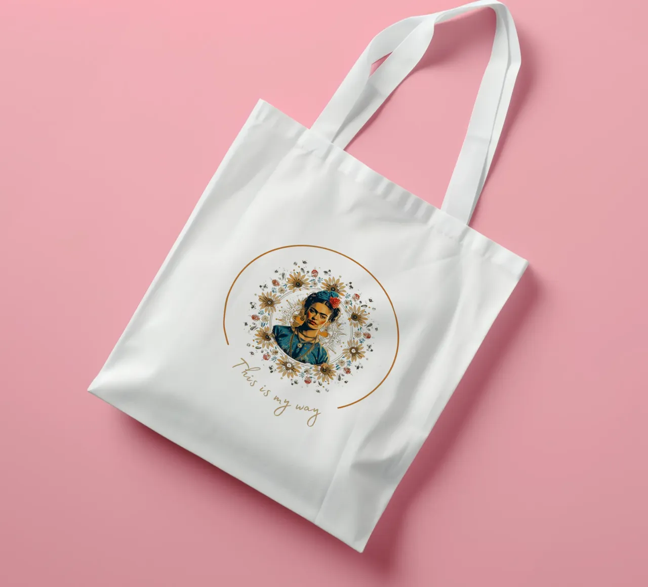 Frida Kahlo "Way" borsa in juta da Fantasias Florales