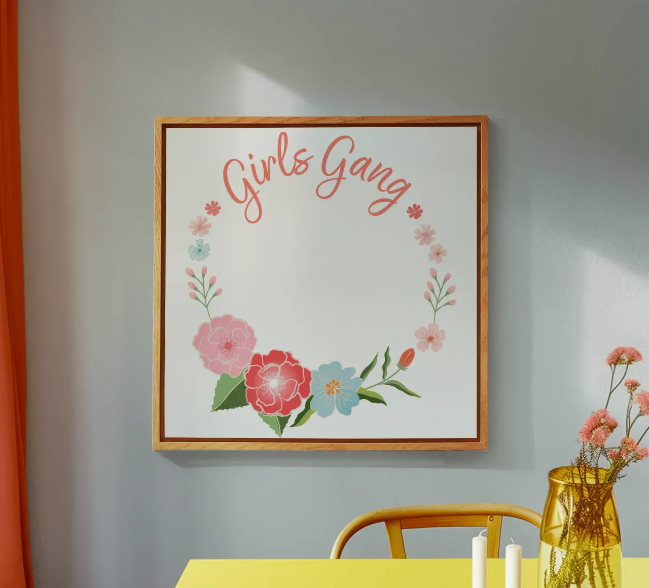 Girls Gang. Blumenkranz zum Personalisieren. Acryl-Glas von CalliLetters