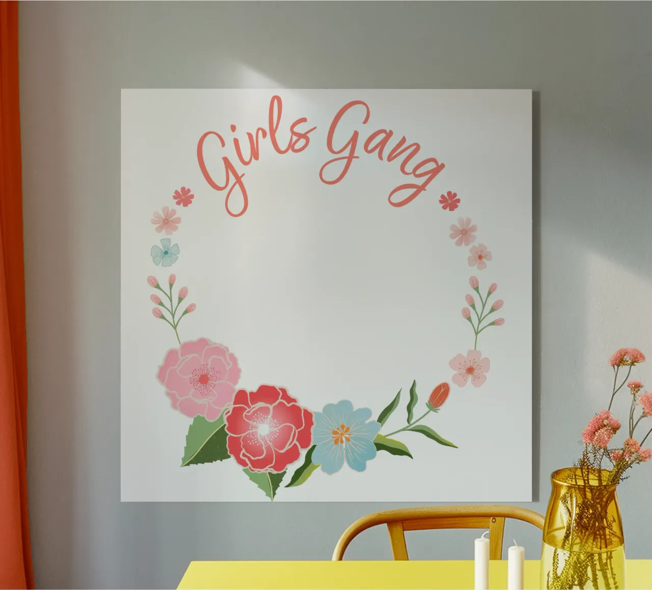 Girls Gang. Blumenkranz zum Personalisieren. Acryl-Glas von CalliLetters