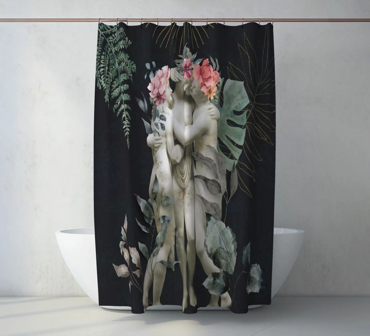 Hommage an die weibliche Freundschaft Graceful Trio Duschvorhang von Andrea Haase Vintage World