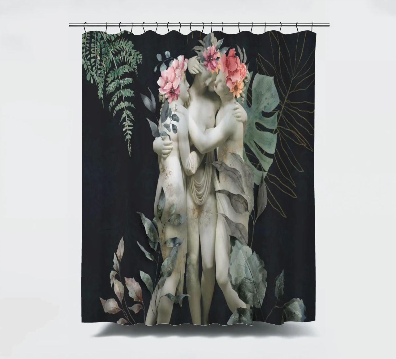Hommage an die weibliche Freundschaft Graceful Trio Duschvorhang von Andrea Haase Vintage World