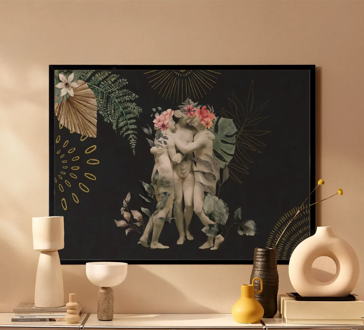 Omaggio all'amicizia femminile Graceful Trio poster con telaio in plastica da Andrea Haase Vintage World