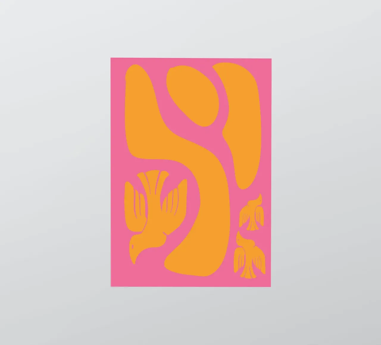 Orange Birds on Pink Sticker von Candid Chroma