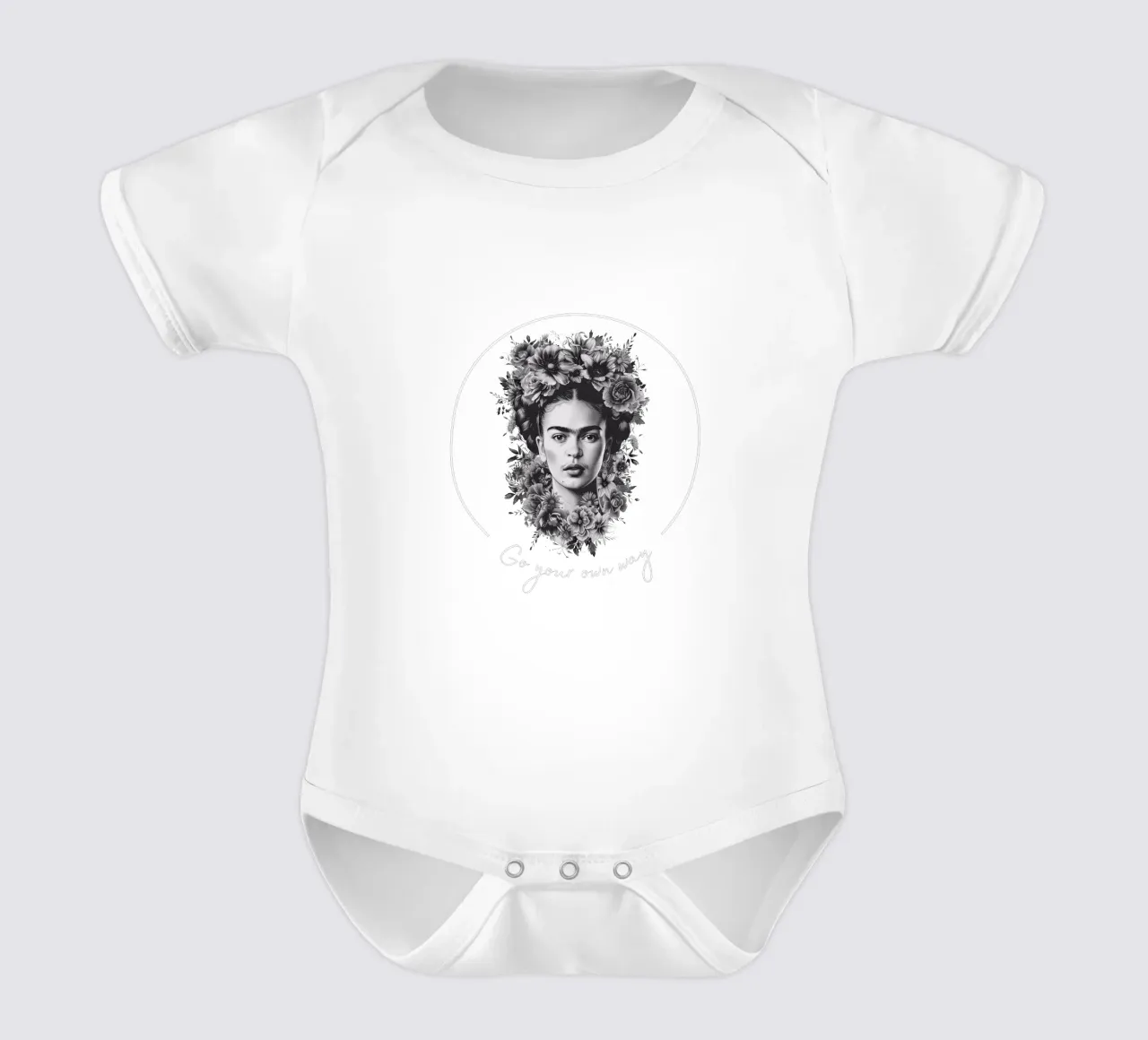 Frida Kahlo "Own Way" body neonato maniche corte da Fantasias Florales