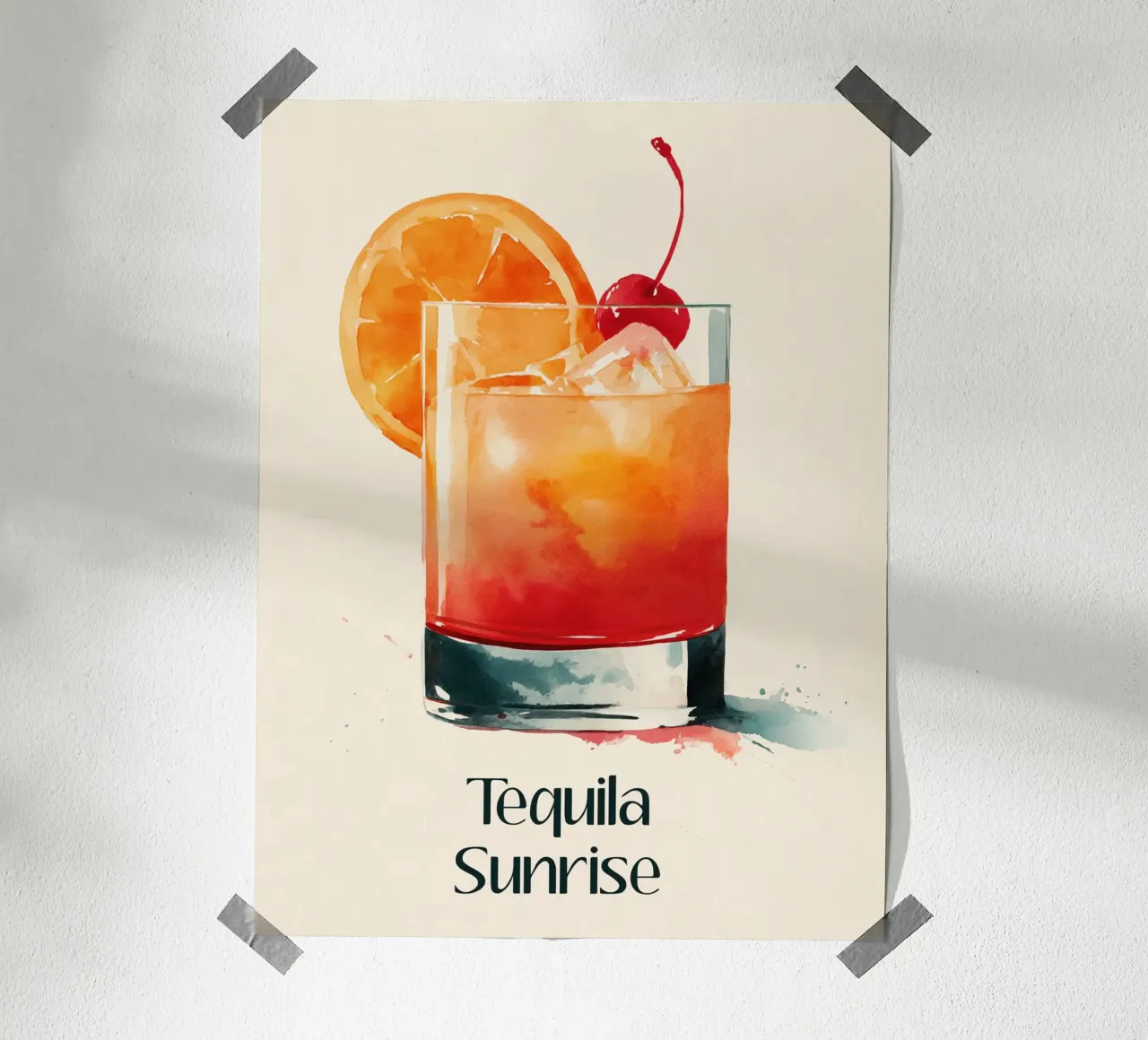 Tequila Sunrise With Cherry Garnish hahnemühle by Cocktail Party