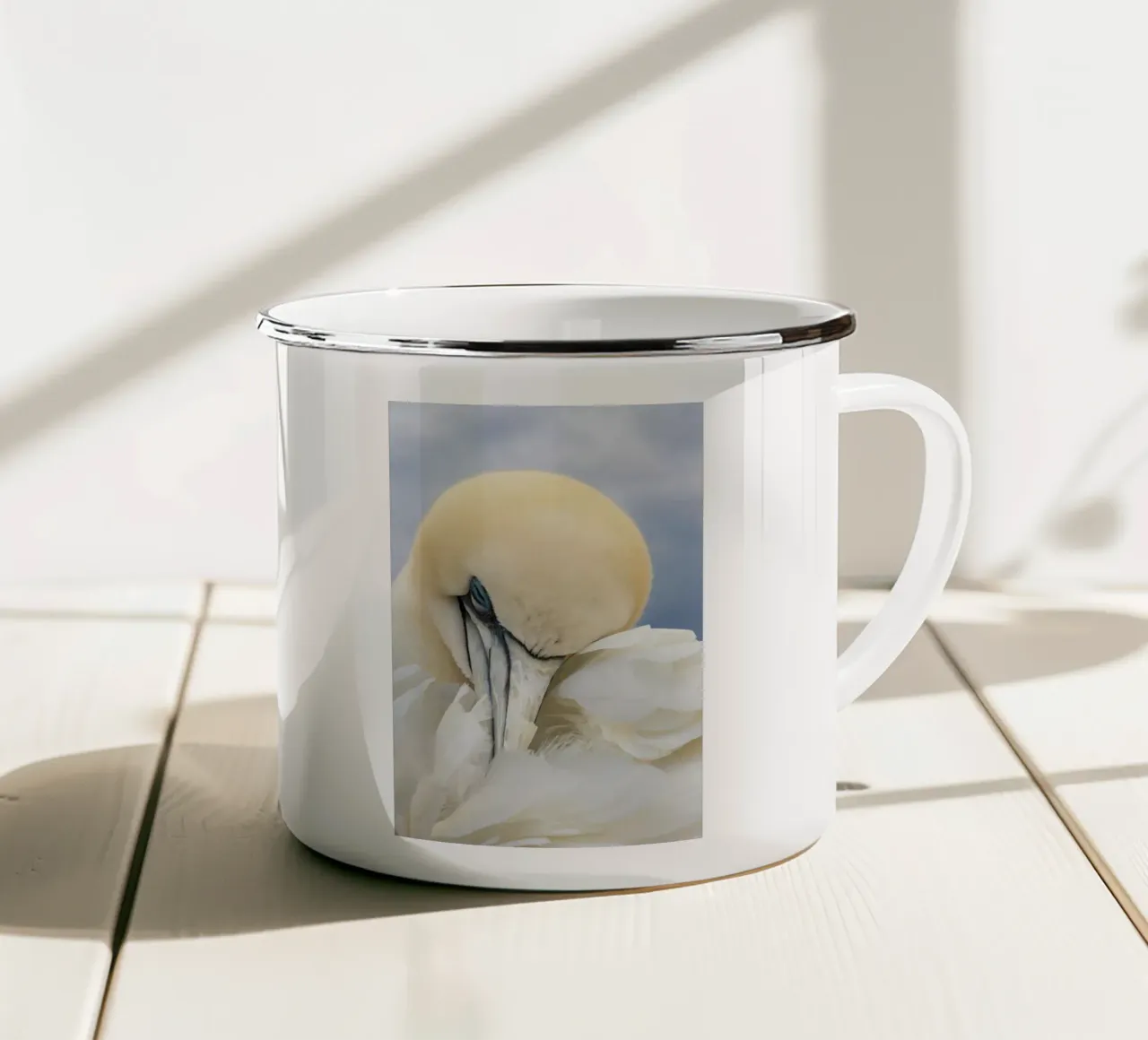 pinguino bianco. tazza in smalto da lesuki