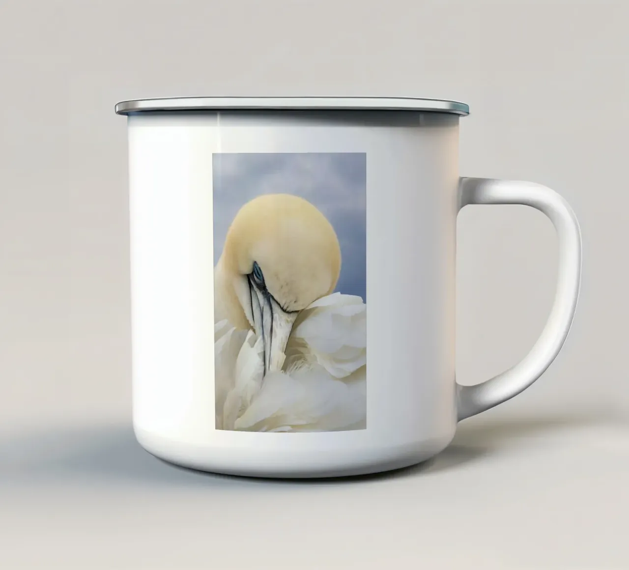 pinguino bianco. tazza in smalto da lesuki