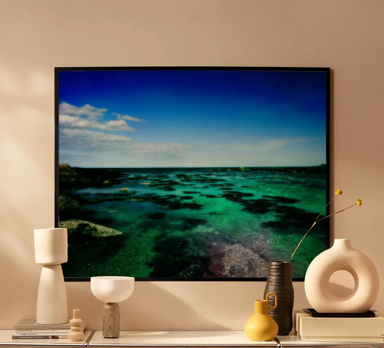 Shallow water, Scotland poster con telaio in legno da gtobonart