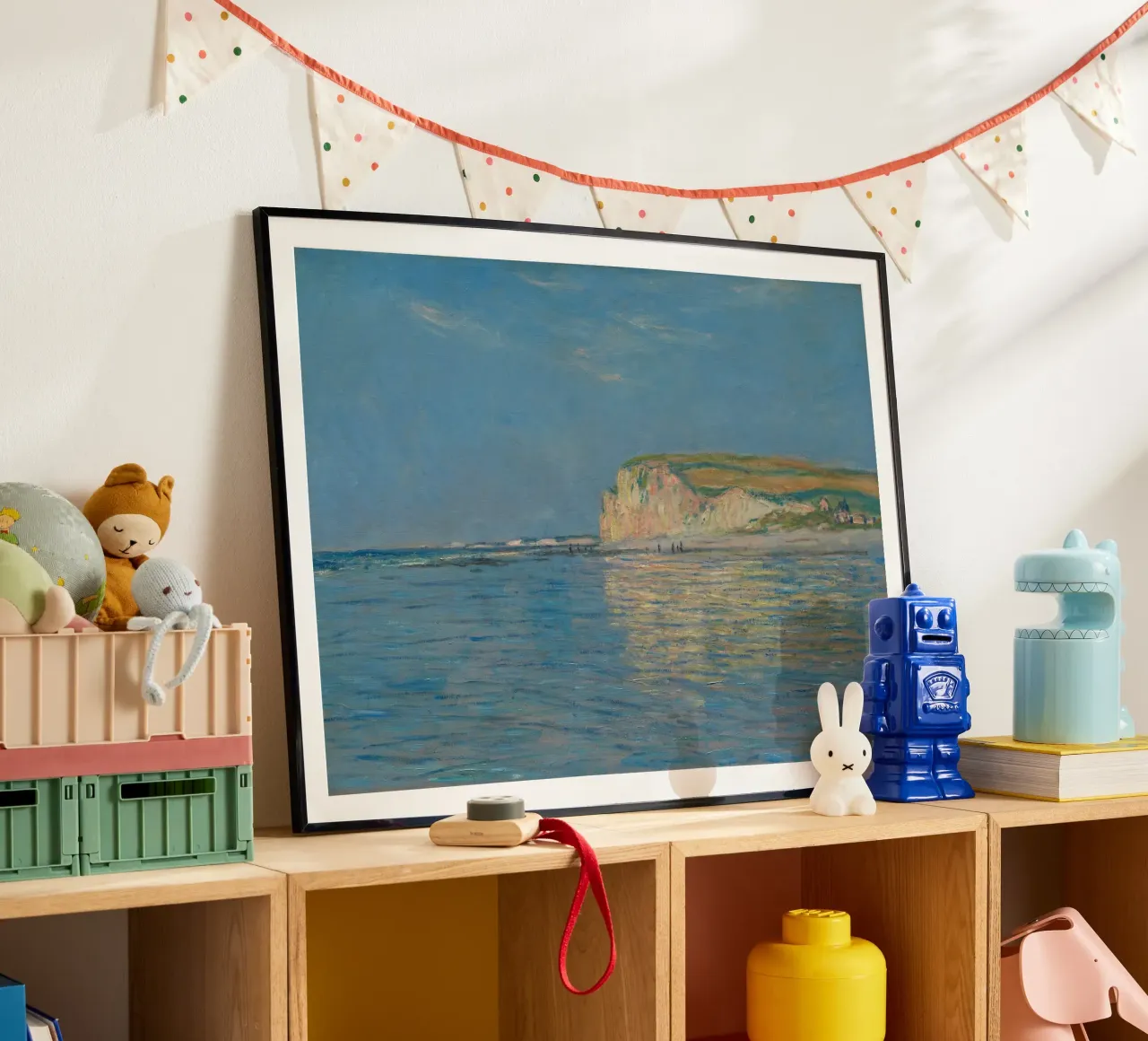 Claude Monet - Bassa marea a Pourville poster con telaio in legno da Timeless Artworks