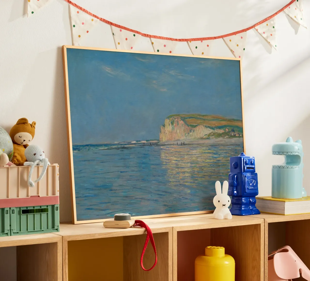 Claude Monet - Bassa marea a Pourville poster con telaio in legno da Timeless Artworks