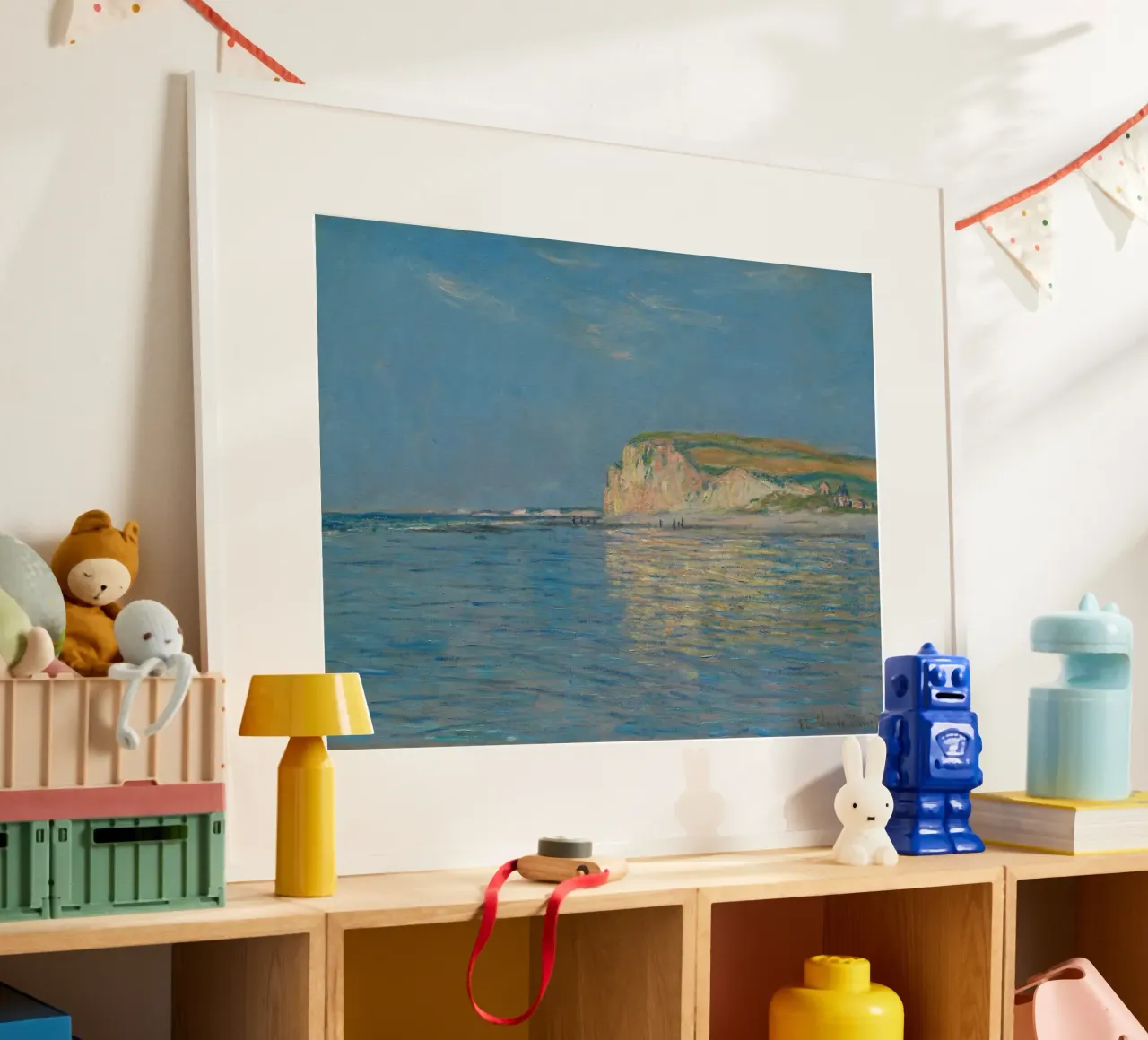 Claude Monet - Bassa marea a Pourville poster con telaio in legno da Timeless Artworks