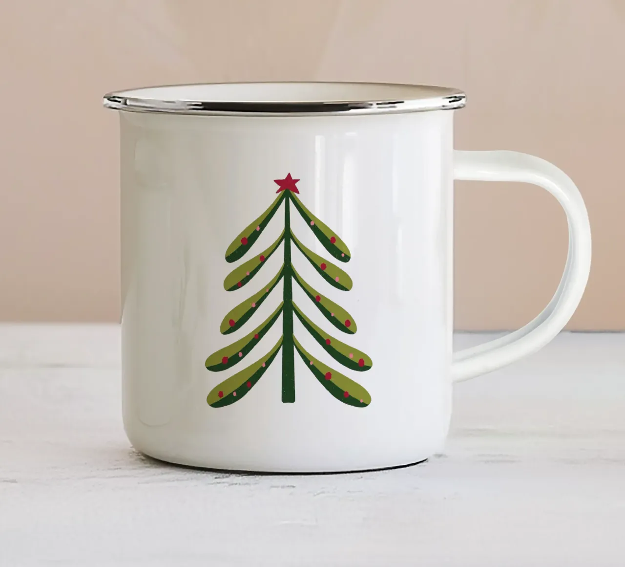 Albero di Natale tazza in smalto da Wackapacka Holiday Shop