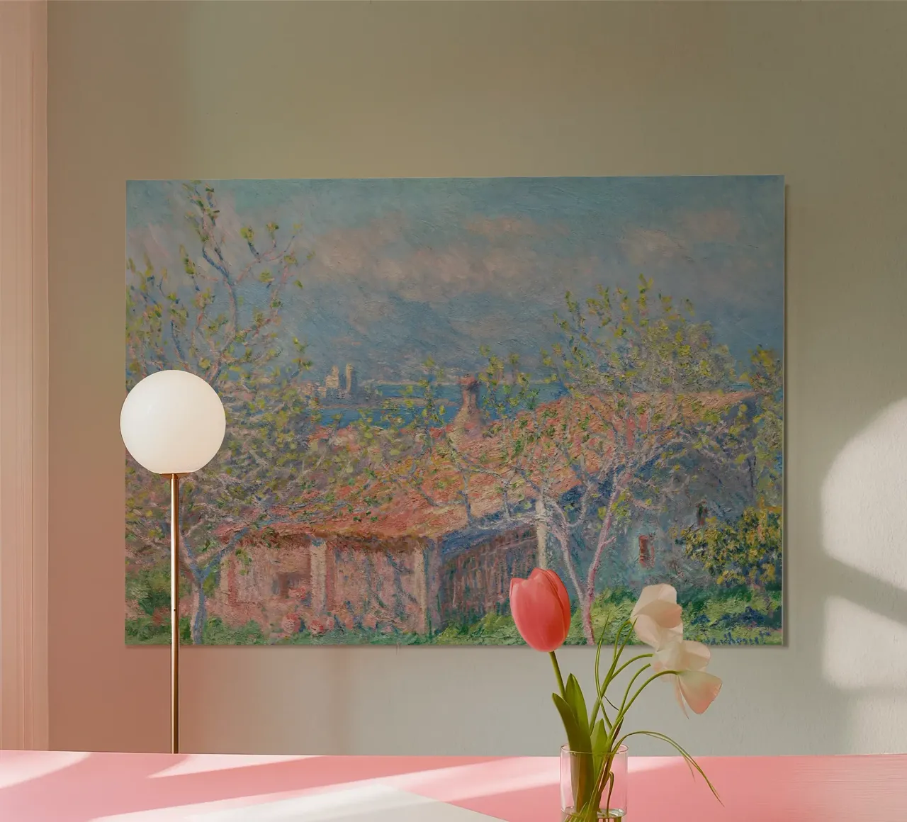 Claude Monet - Casa del giardiniere ad Antibes poster con telaio in plastica da Timeless Artworks