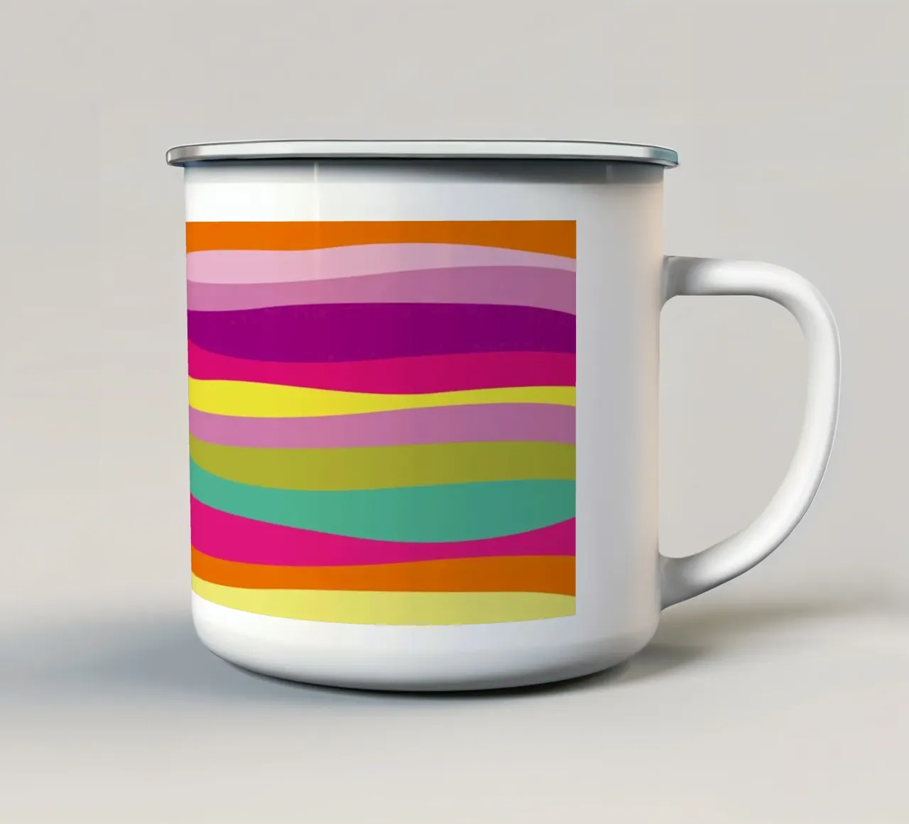 Onde a strisce colorate e audaci tazza in smalto da Petra Lang - Design