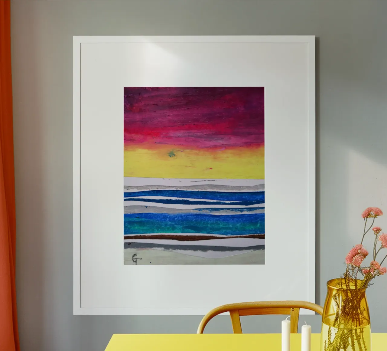 sunset poster con telaio in legno da gtobonart