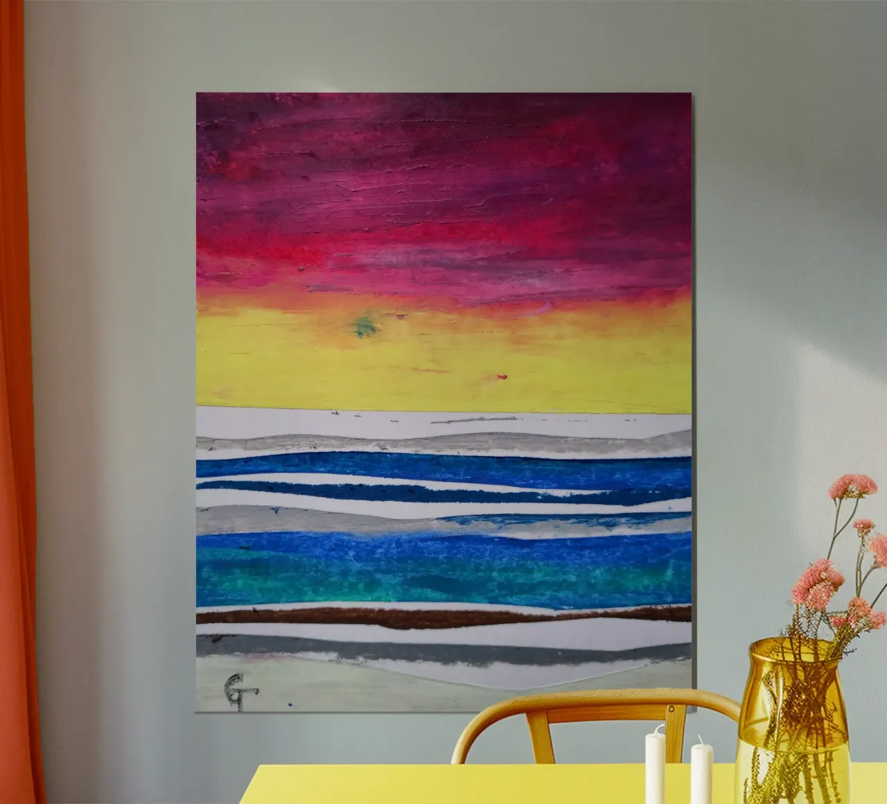 sunset poster con telaio in legno da gtobonart
