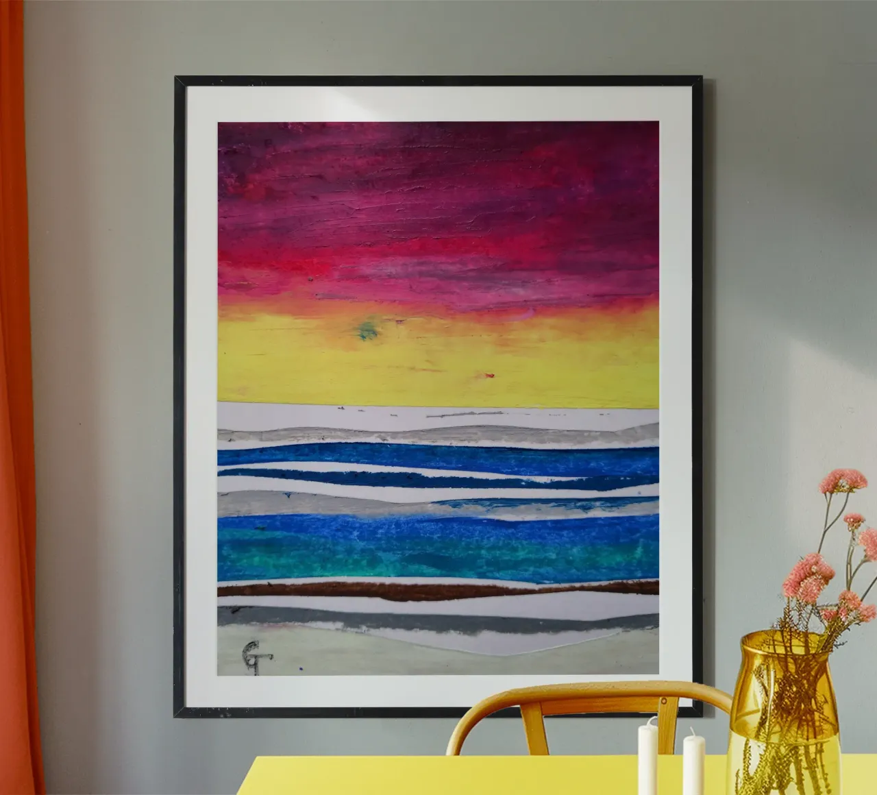sunset poster con telaio in legno da gtobonart