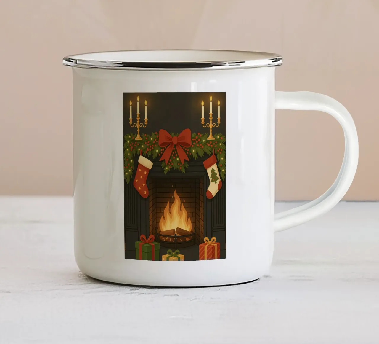 CALZE DI NATALE ACCOGLIENTI tazza in smalto da CHRISTMAS ART