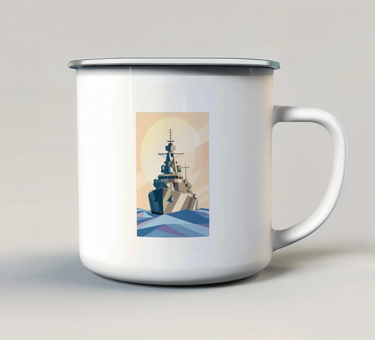 Nave da guerra in mare tazza in smalto da POLYGON SPECIAL