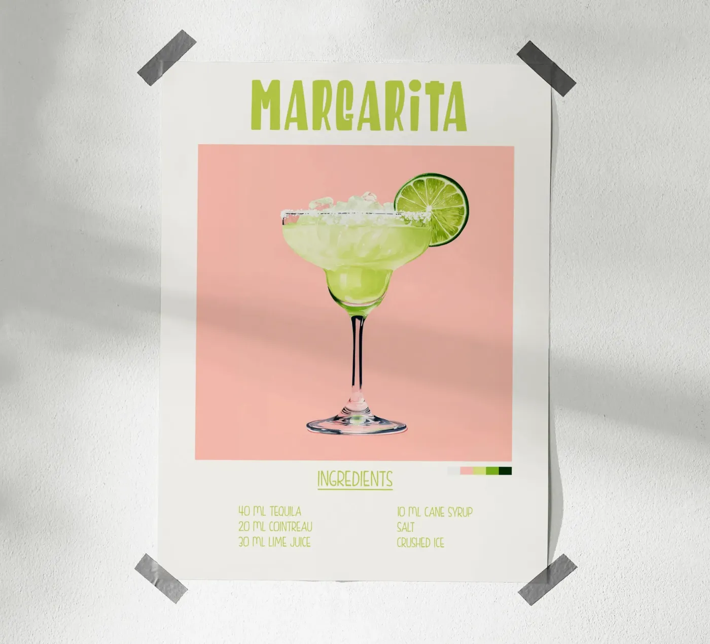 Affiche recette cocktail Margarita poster by Cocktail Party