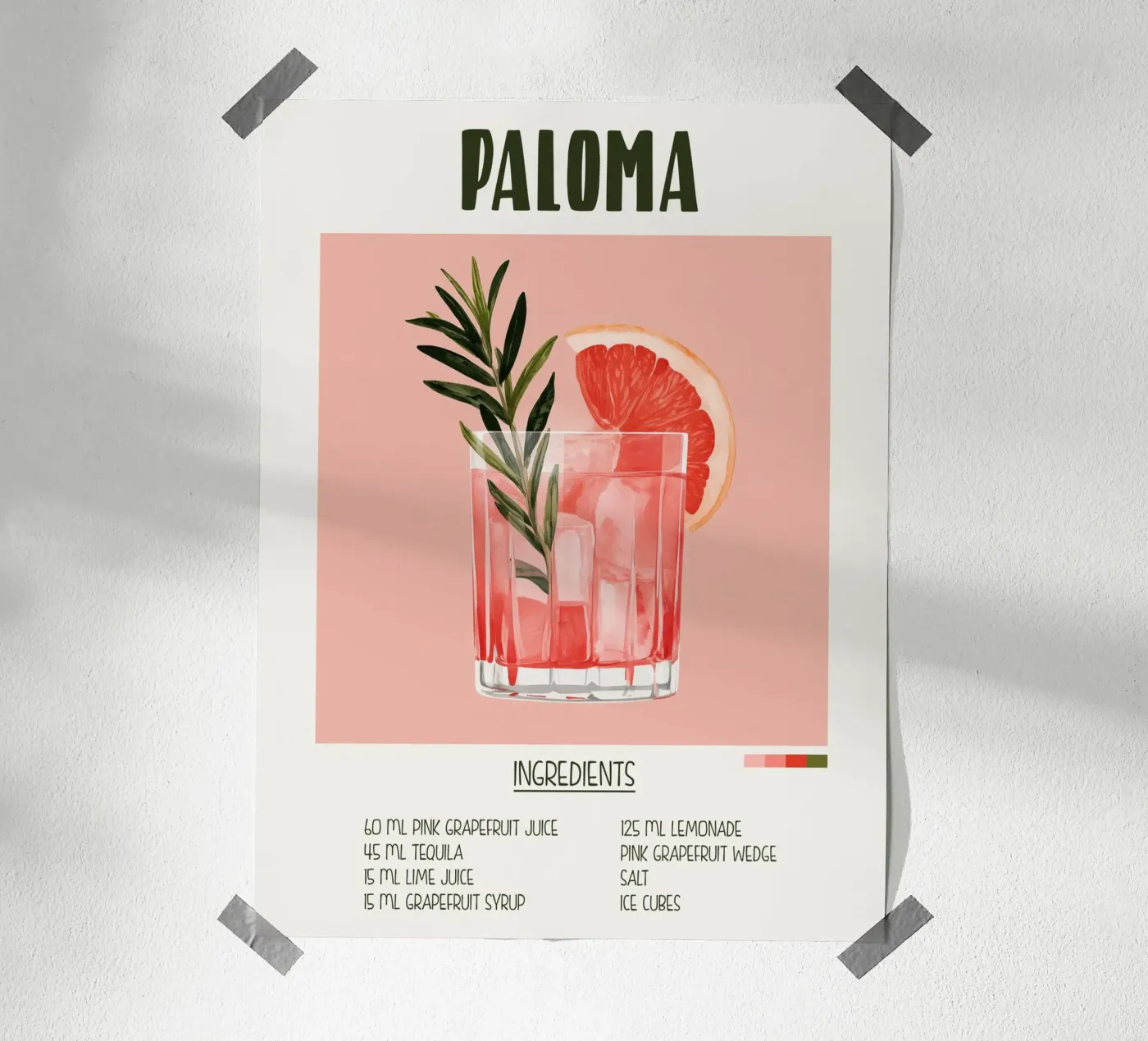 Affiche recette cocktail Paloma poster by Cocktail Party