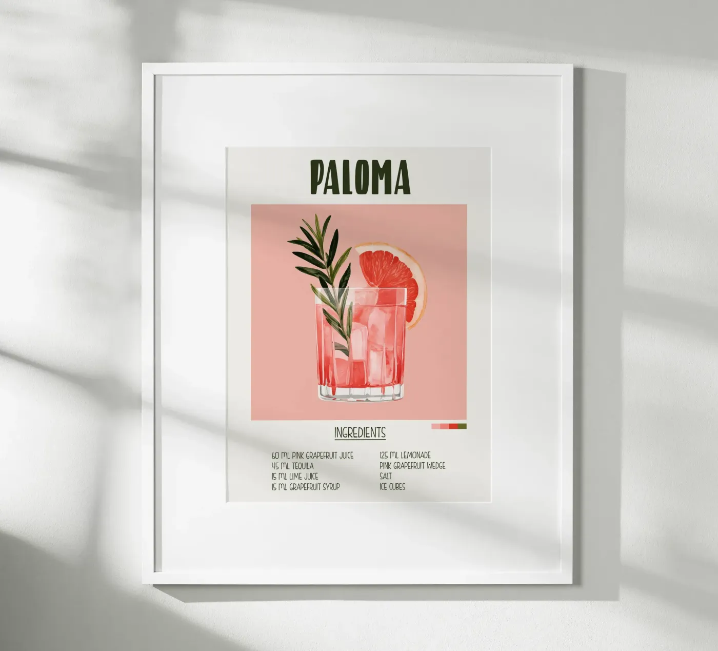 Affiche recette cocktail Paloma poster by Cocktail Party