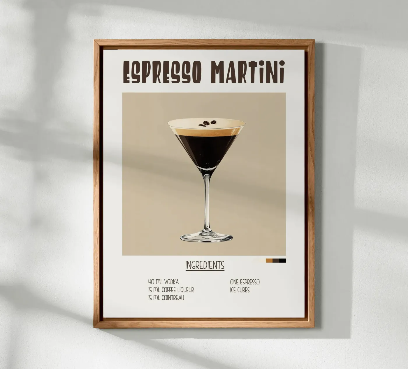 Affiche recette cocktail Espresso Martini alluminio dibond da Cocktail Party