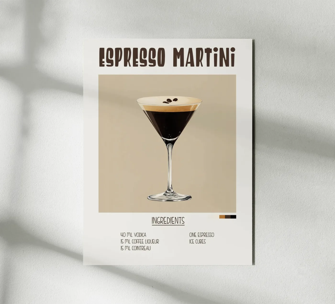 Affiche recette cocktail Espresso Martini alluminio dibond da Cocktail Party