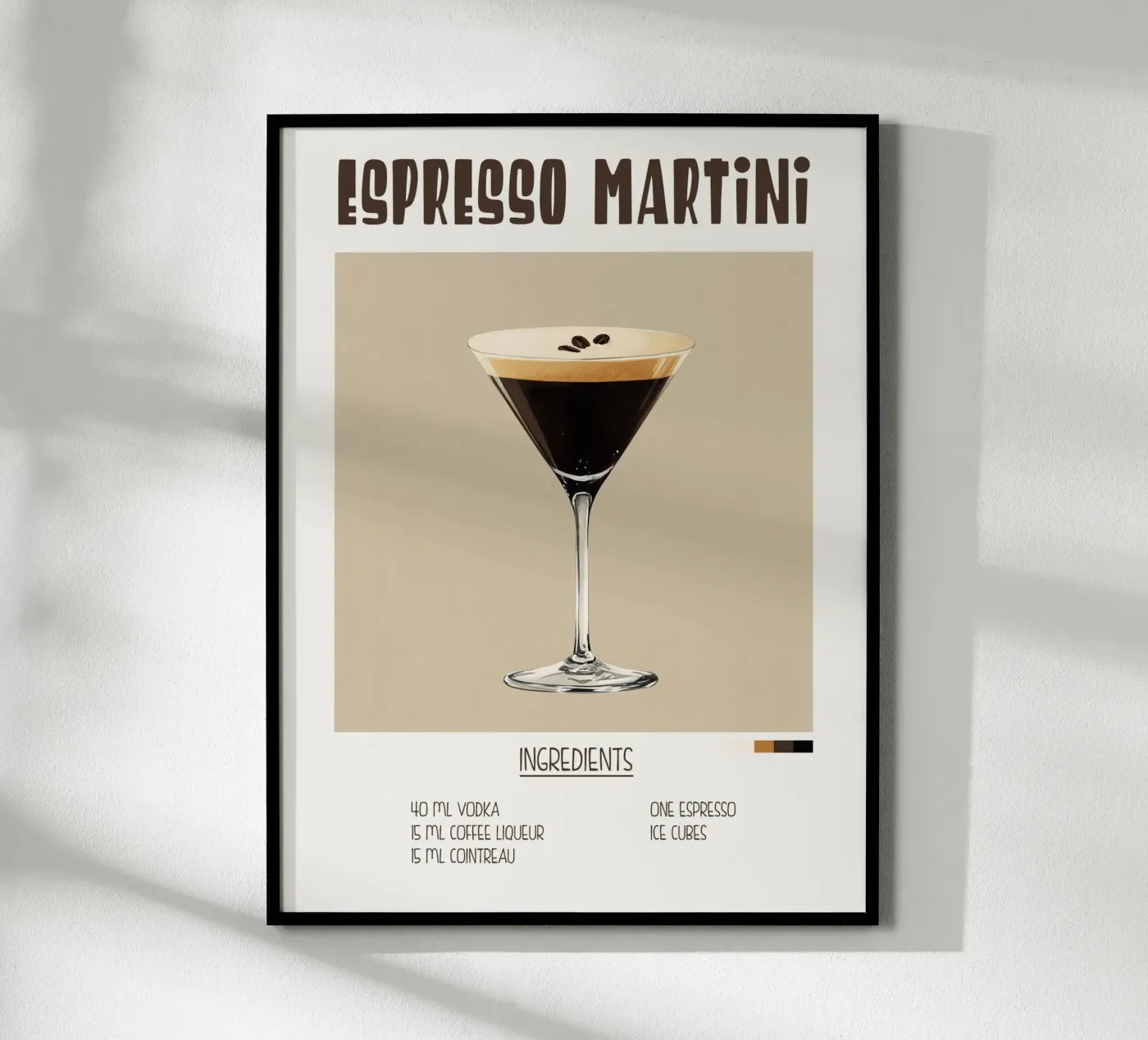 Affiche recette cocktail Espresso Martini carta hahnemühle da Cocktail Party